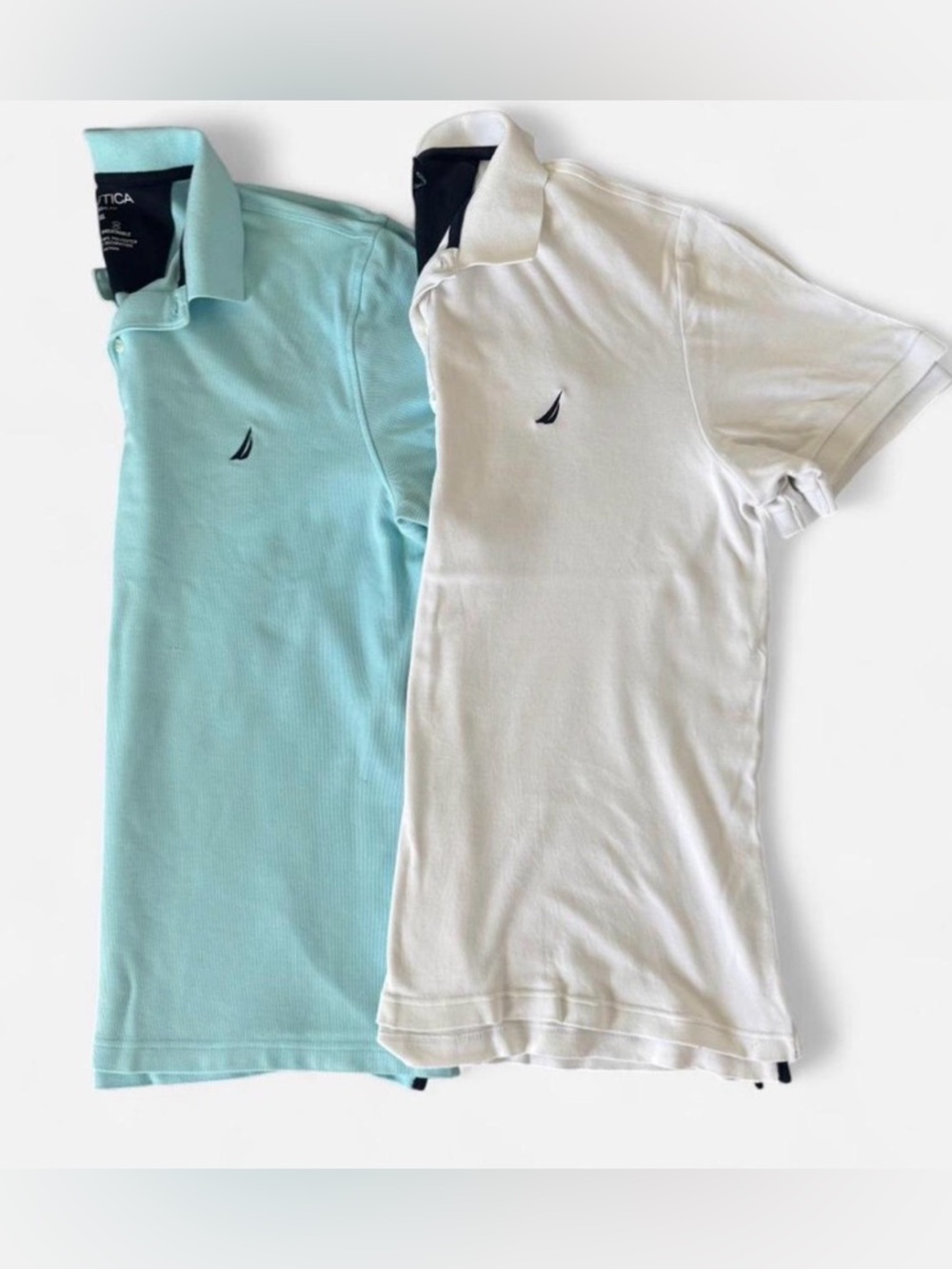 Nautica Polo Men’s XL Classic Fit Blue & White J-Class Logo Golf Preppy BUNDLE